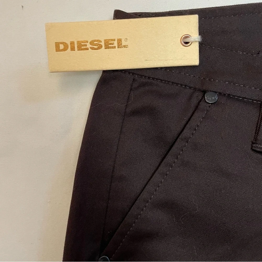 NWT New Diesel Straight Leg Cotton Brown Pants Size 24
